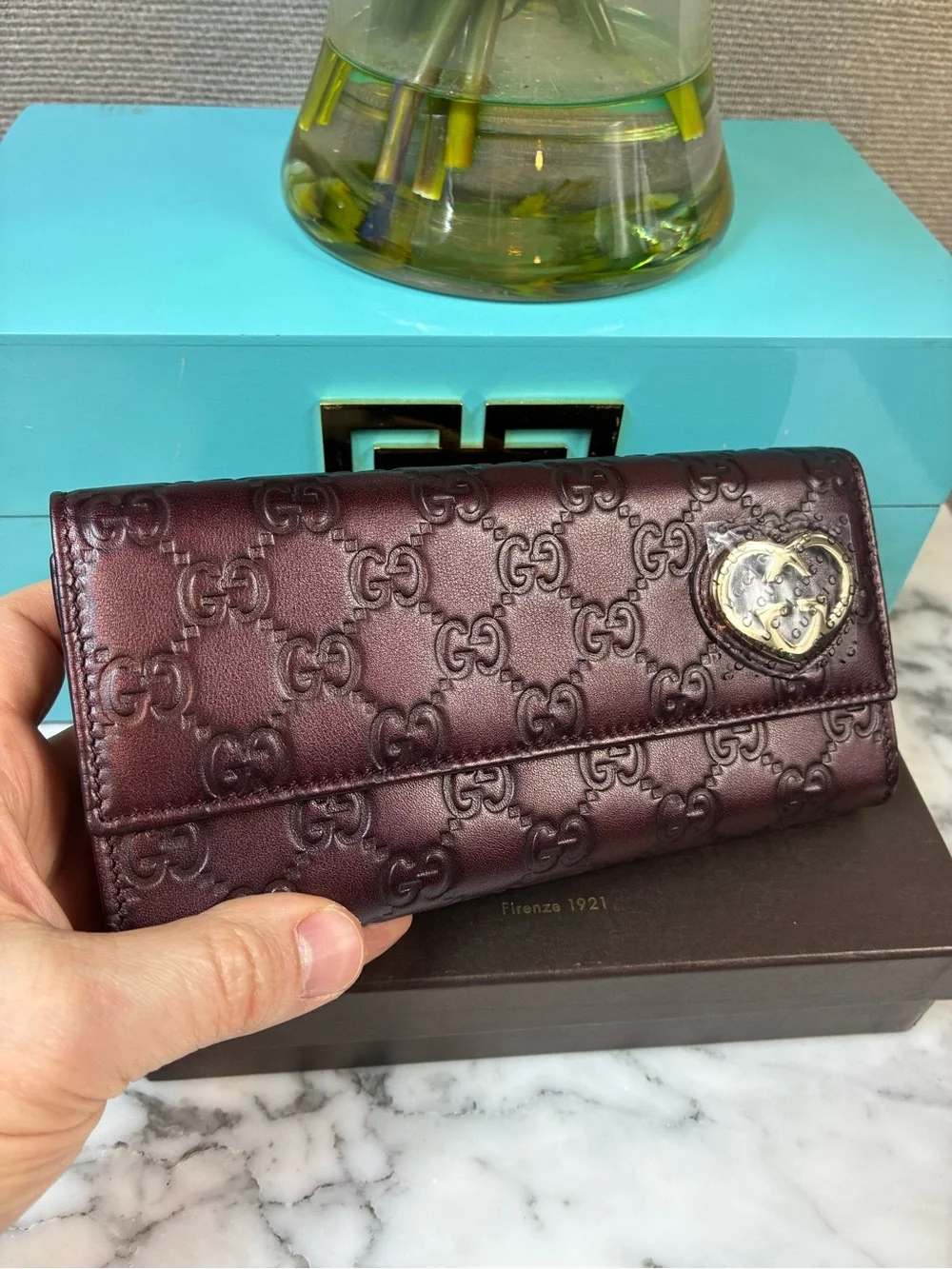 Gucci GG Dark Merlot Leather Snap Closure Wallet - NWOT Brand New Authentic - Picture 2 of 15